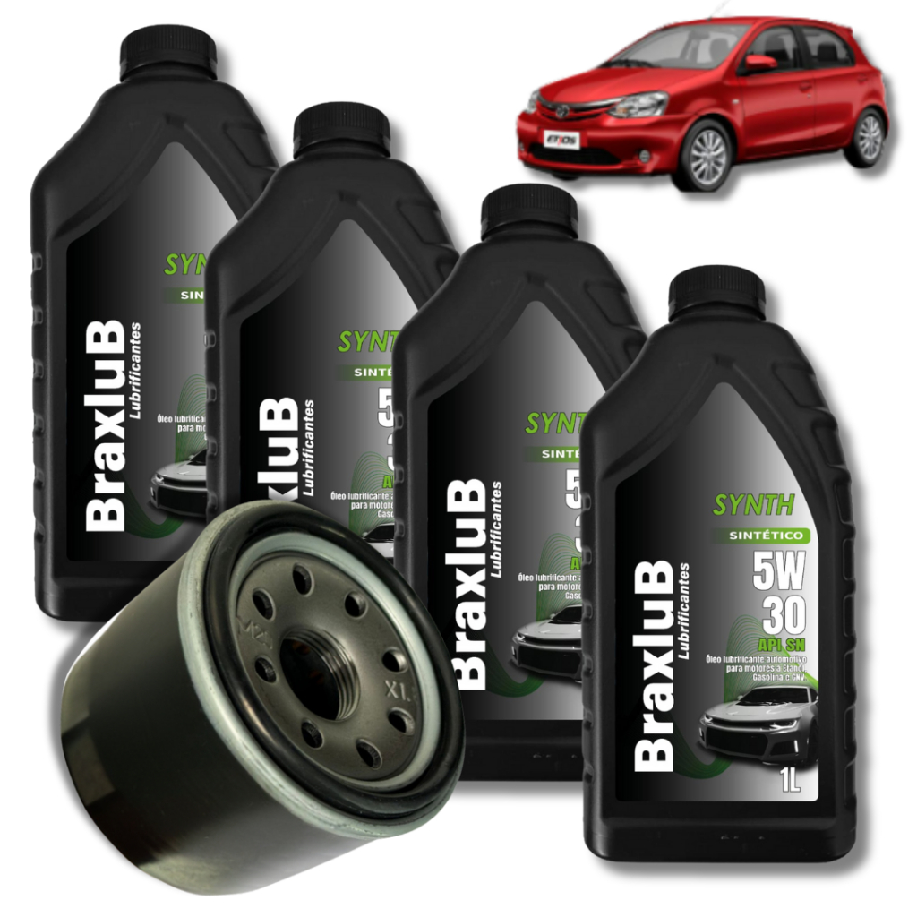 KIT TROCA DE OLEO 5W30 SINTÉTICO TOYOTA ETIOS.