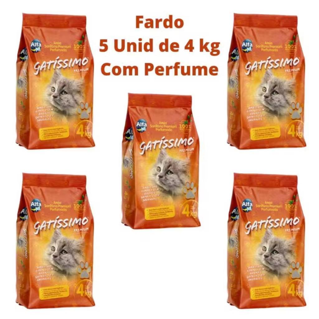 Kit 5un. Areia Sanitária Higiênica Para Gatos Anti Odor Gatíssimo Pacote de 4kg em Oferta na Shopee