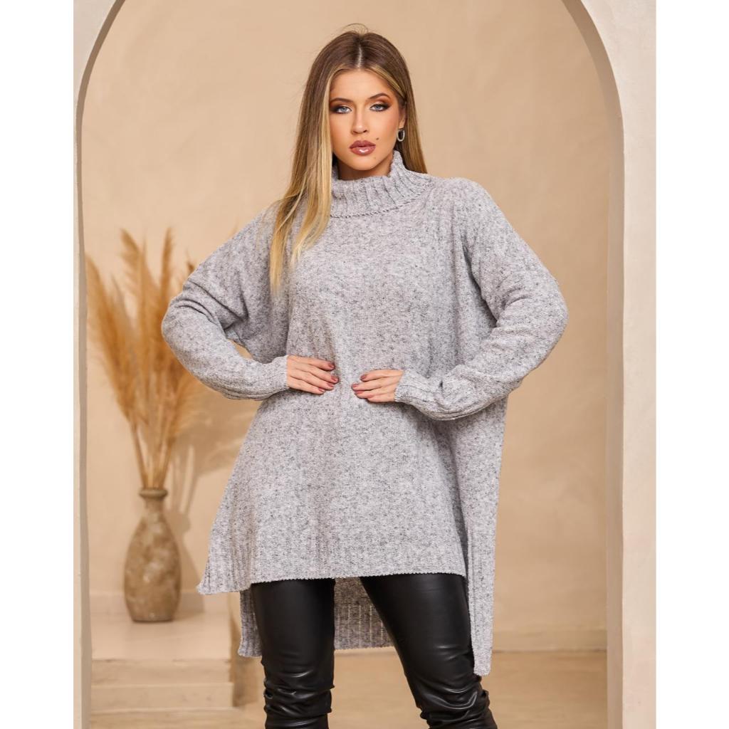 poncho de mousse com gola alta detalhe na lateral macio fio premium em Oferta na Shopee