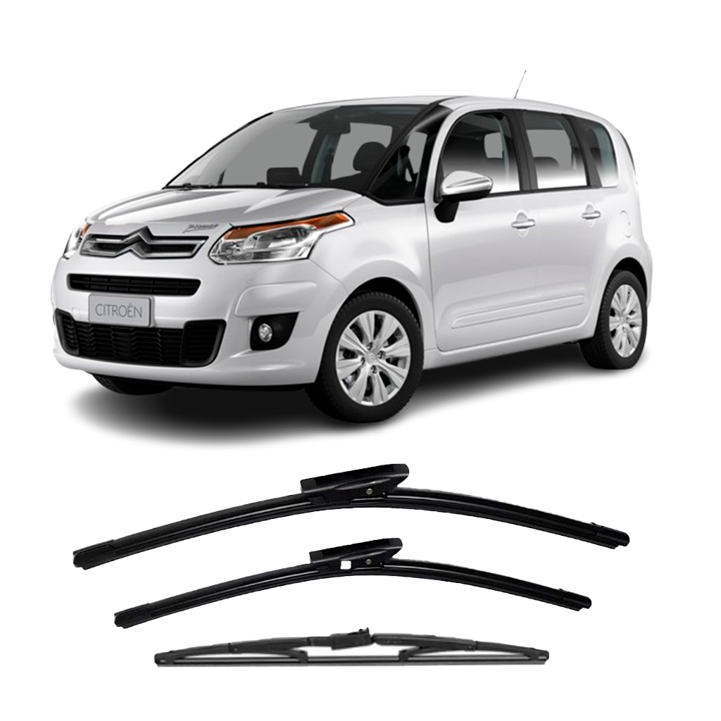 KIT/PAR/UN Palhetas Limpador Parabrisa Dianteiro + Traseiro Citroen C3 Picasso 2015 até 2025 em Oferta na Shopee