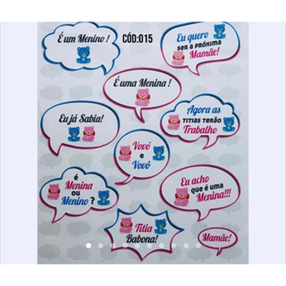 KIT 10 PLAQUINHAS DIVERTIDAS SELFIE CHÁ REVELAÇÃO (COD 15) em Oferta na Shopee