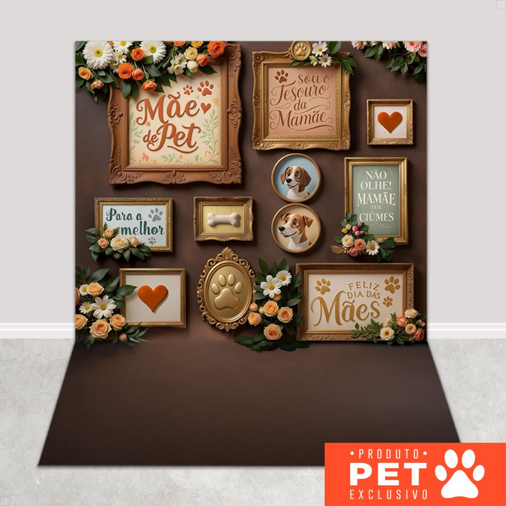 Painel Fundo Fotográfico Dia das Mães Pet Shop Cenário para Foto Em Tecido Sublimado 1,20x1,70m