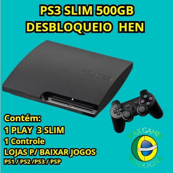 Ps3 PlayStation 3 Slim 500 Gb Sony *h e N* 1 Controle Envio Fotografado