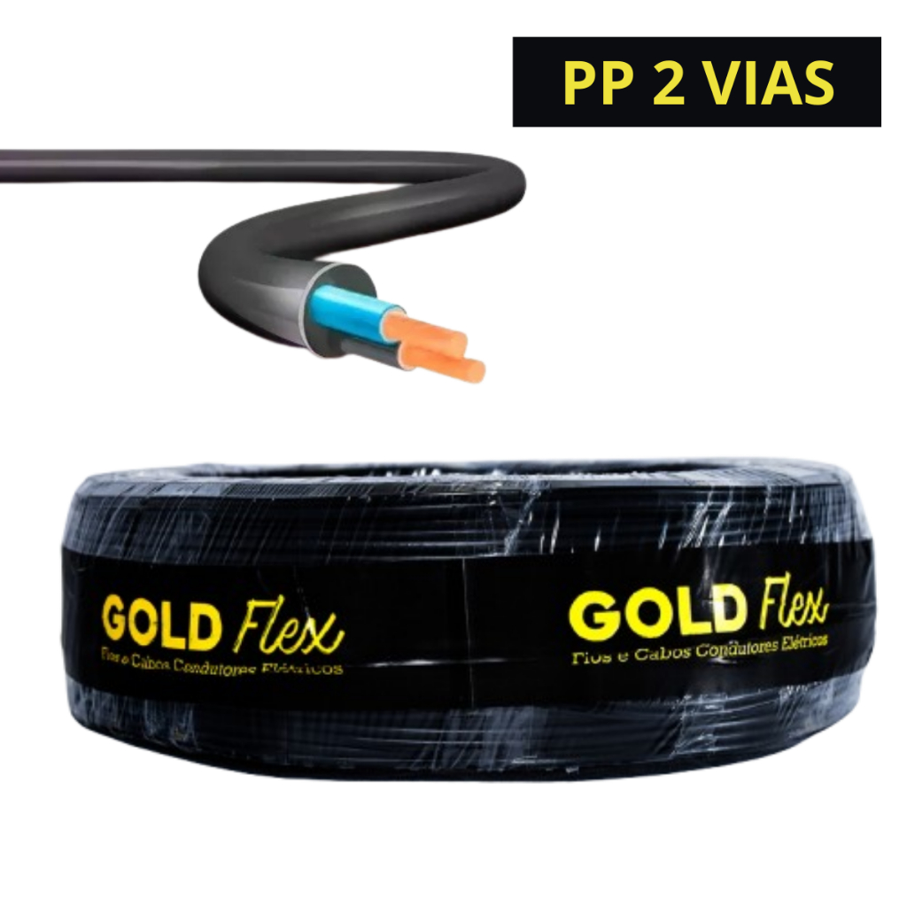 Rolo De Fio Cabo PP 2X2,50 50/100 Metros Fio PP 2 Vias