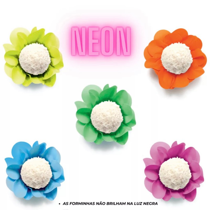 40~200 Forminha De Flor STYLE  Doces Finos Festa Neon  28% OFF em Oferta na Shopee
