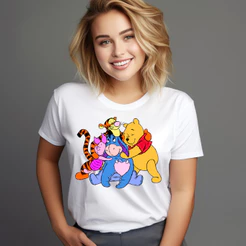 CAMISETA CAMISA BLUSA TSHIRT ESTAMPA URSINHO POOH SEUS AMIGOS DESENHO ANTIGO ESTILOSA MODA IFEMININA