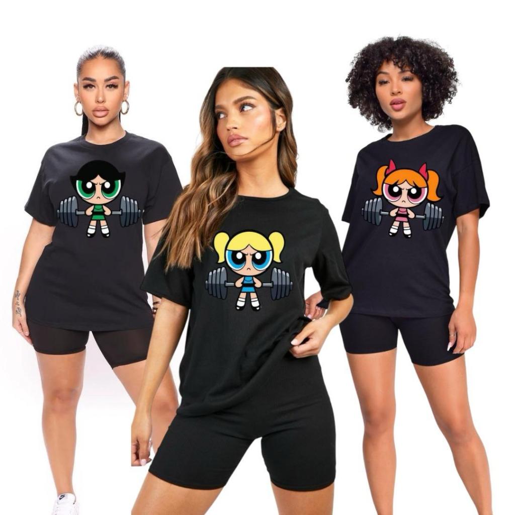 Kit 3 Camisetas Feminina Meninas Super Poderosas Fitness Academia Treino Envio Rápido