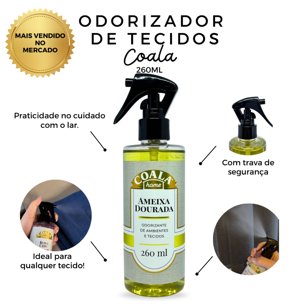 Ameixa Dourada Home Spray Odorizante de Ambientes e Tecidos Coala 260 ml