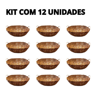 Kit cestas de bambu galeto oval para pao duas alças fruteira decoração de mesa enfeite cozinha em Oferta na Shopee