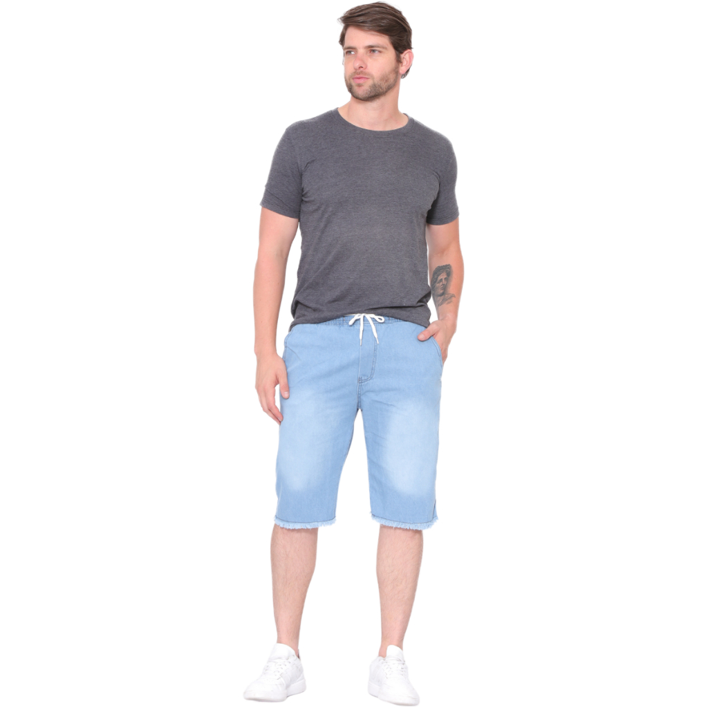 Bermuda Masculina De Sarja Short Com Elástico Pronta Entrega