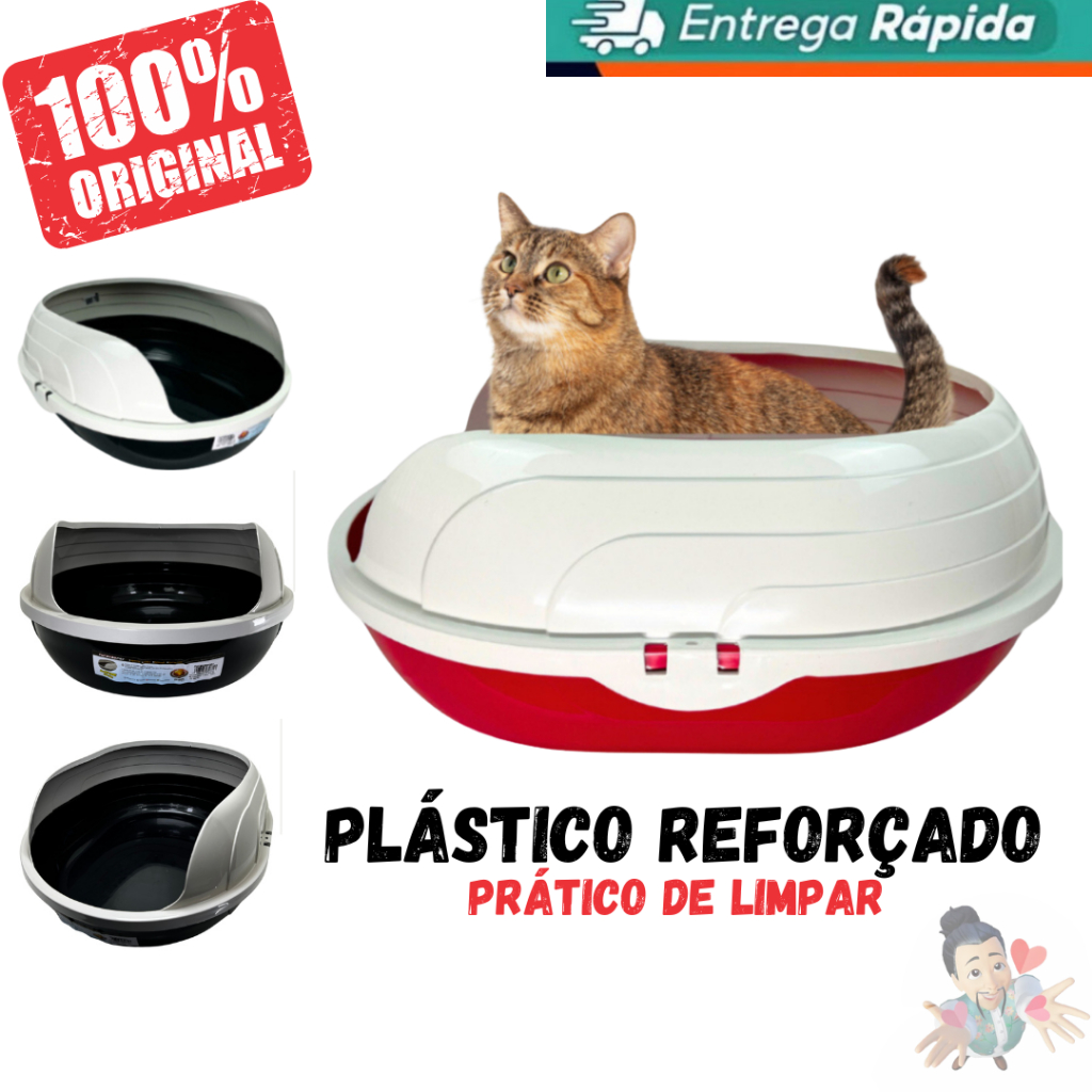 Caixa de Areia Sanitária Bandeja Higiênico Grande Com Arco Para Gato Furacão7907 Pet em Oferta na Shopee