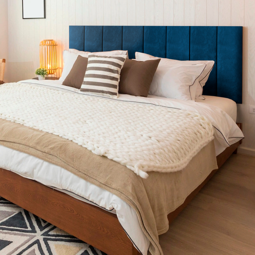 Cabeceira Modular Kit 10 Placas Autocolante 45x20cm Para Quarto Cama de Casal Queen