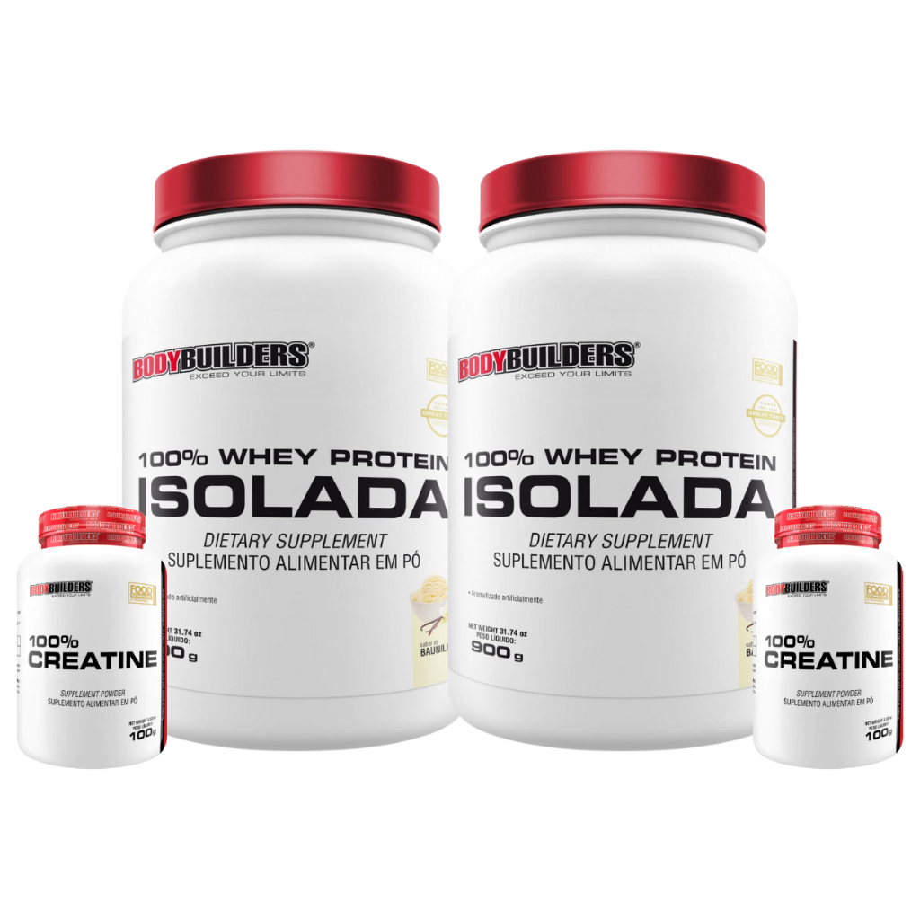 Kit 2x Whey Protein 100% Isolado 900g + Creatina Pura 100g