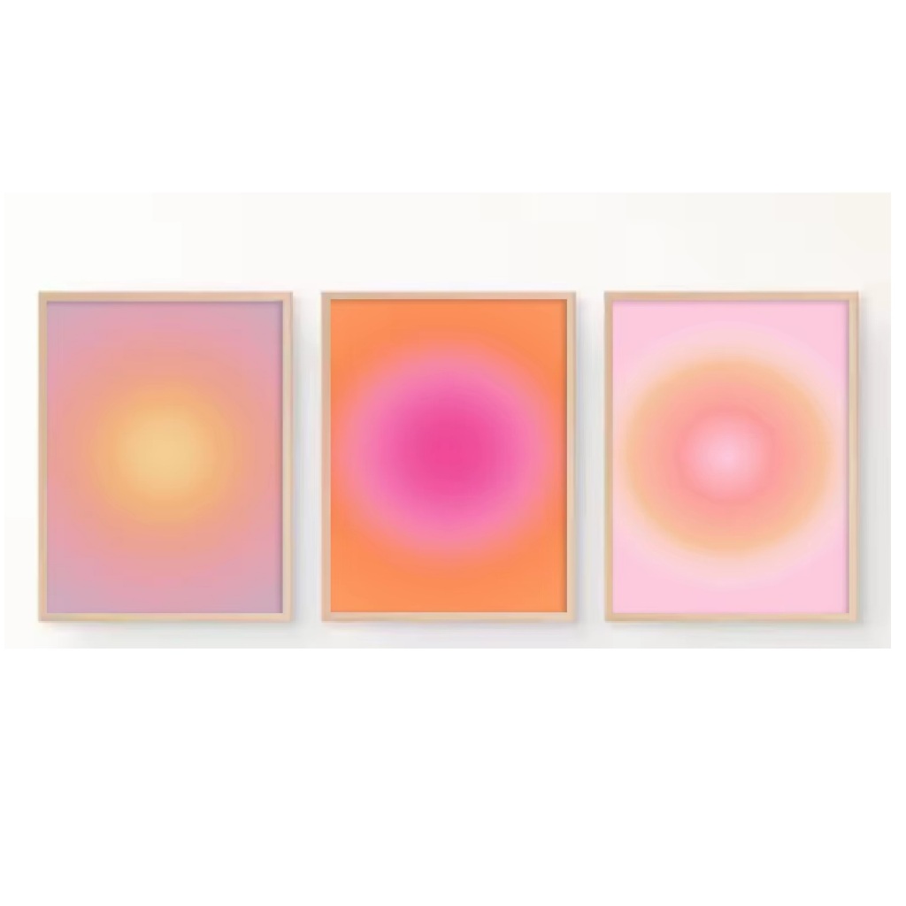 Imagem Quadros decorativos Retro abstrato positivo espiritual rosa aura estético pintura (3 peças)