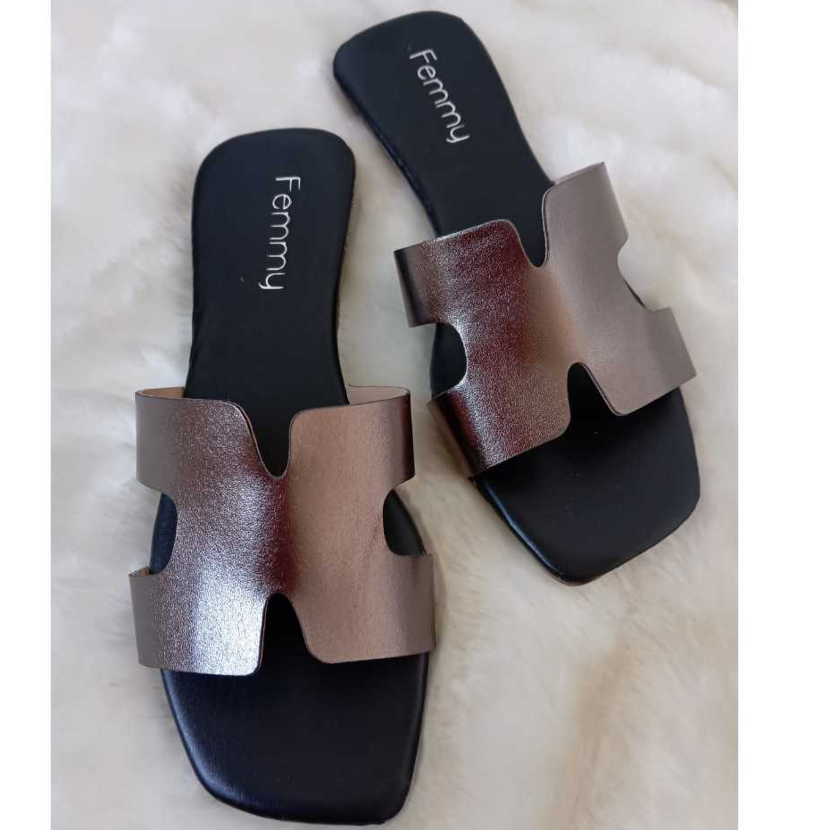 Sandália Feminina Flat Rasteira H Moda Rasteirinha Verão Tendência Dia a Dia, Confortável, Solado antiderrapante 091