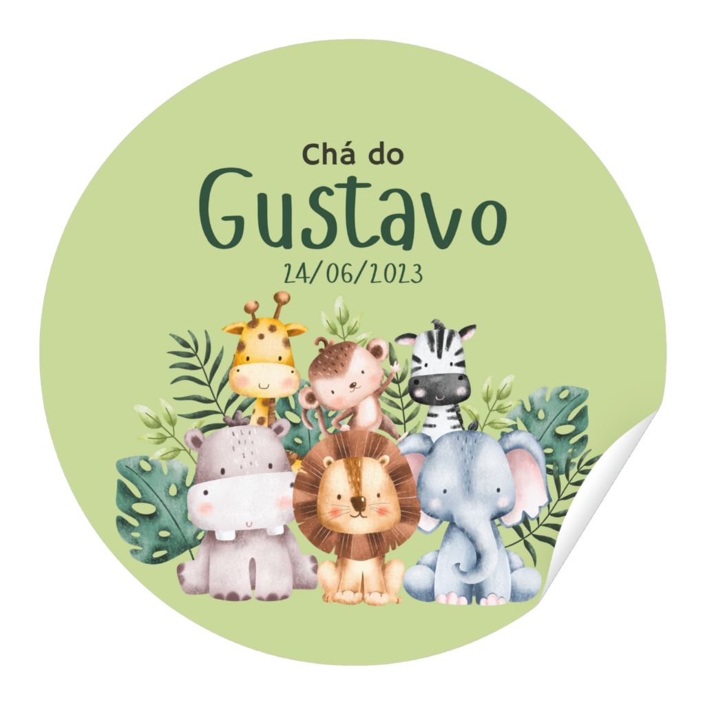 Tag Adesivos Rótulos Redondo Quadrado 4X4 unidades Chá de Bebê Safari Lembrancinha em Oferta na Shopee