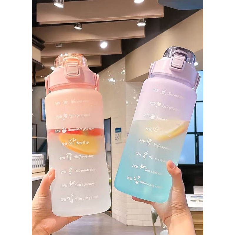 Garrafa 2000ml de Água com Adesivos 3D Motivacional em inglês Squeeze Capacidade