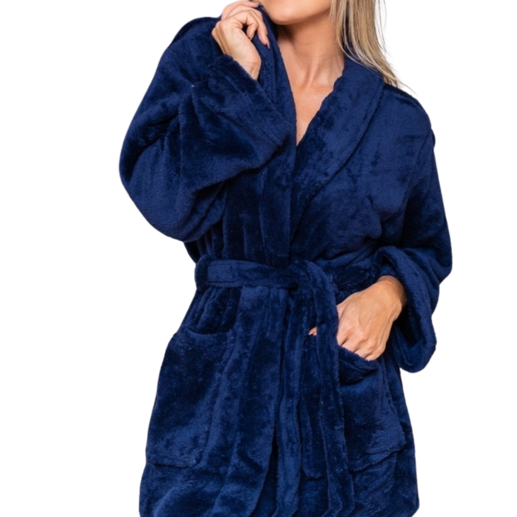 Roupão Plush Aveludado P, M, G e GG Microfibra Com Faixa E Bolso Inverno