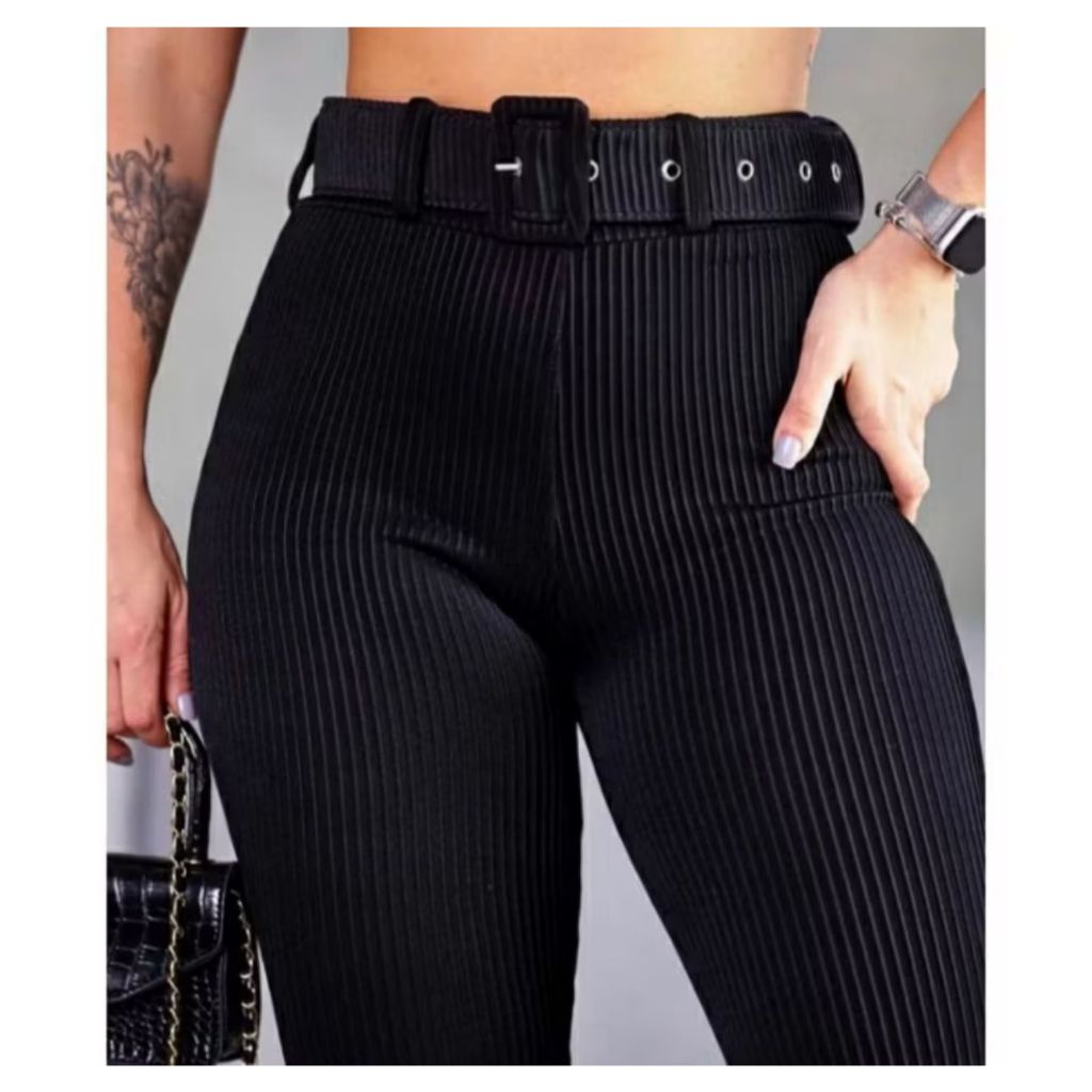 calça confort modeladora 3 d com cinto skinny em Oferta na Shopee