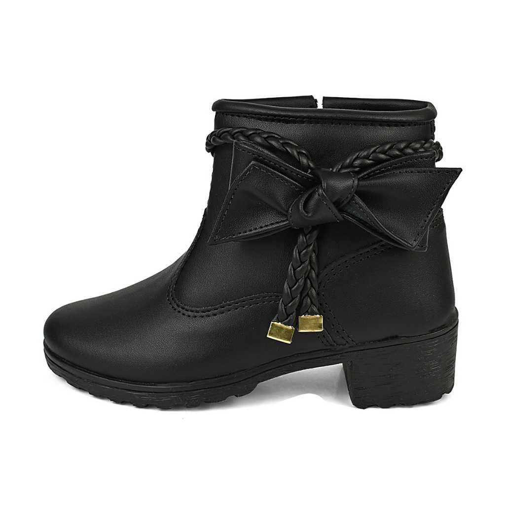 Bota Coturno Infantil Feminino Menina Ankle Boot Salto Laço e Trança Lulopé
