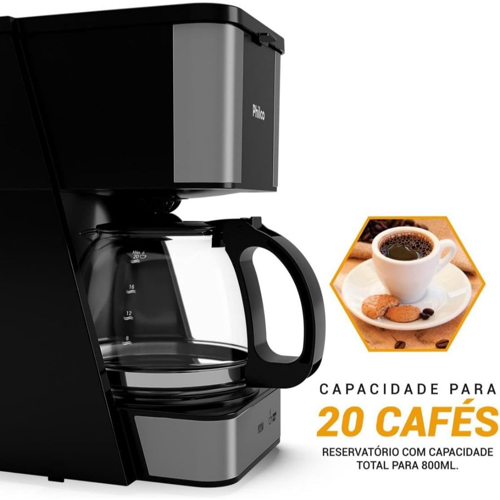 Imagem Cafeteira Philco PCF20A 720ml 20 Xicaras Cafezinhos Bar 650W Inox