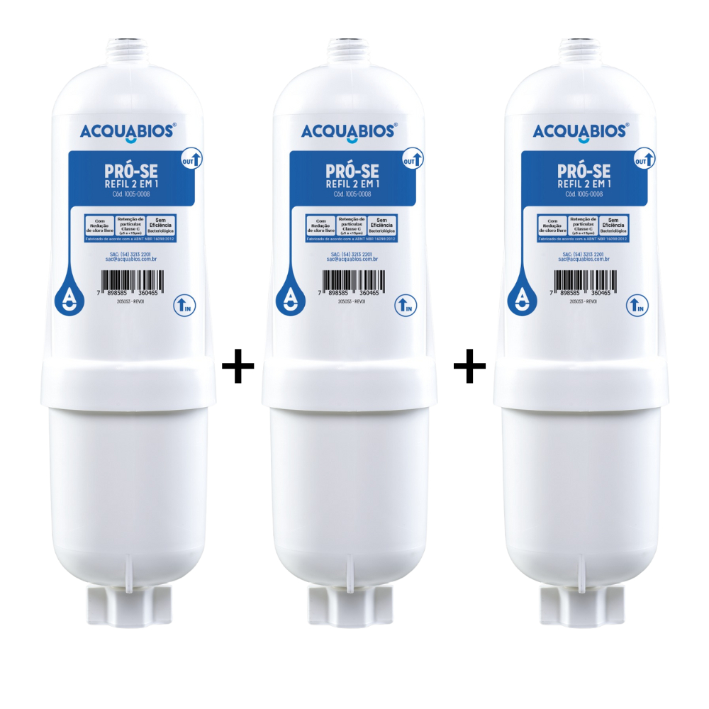 Kit 3 Filtros Refil Purificador De Agua Soft Everest Cor Compativel Soft Plus, star, slim, fit e baby