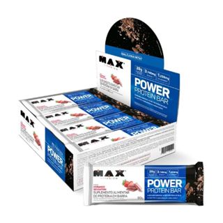 Power Protein Bar Max Titanium Morango Sensation com 12 unidades de 41g em Oferta na Shopee