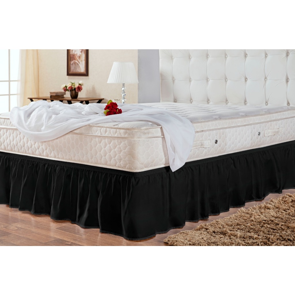 Saia Box Ajustável Pra Cama Casal Queen Size E King preta