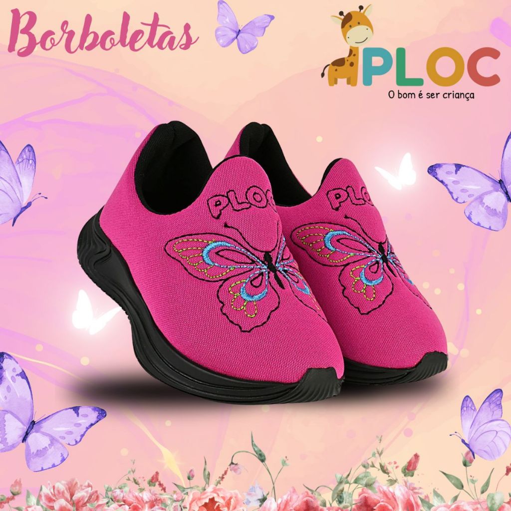 Tênis infantil Menina Ploc Borboletas Jogging Anatômico — imagem 2 de 2