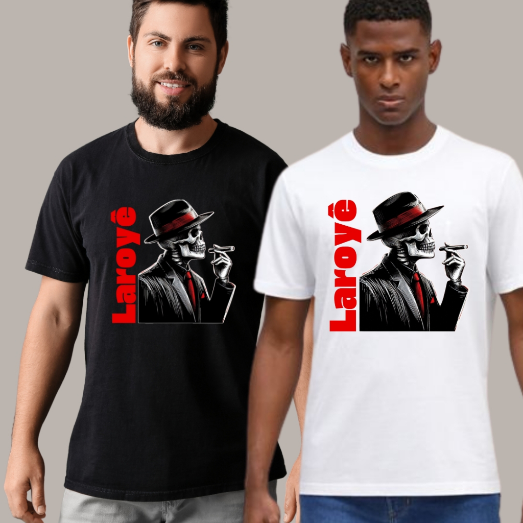 Camiseta Laroyê Exu Unissex Plus size Umbanda Candomblé Quimbanda Camisa Blusa Exu Caveira