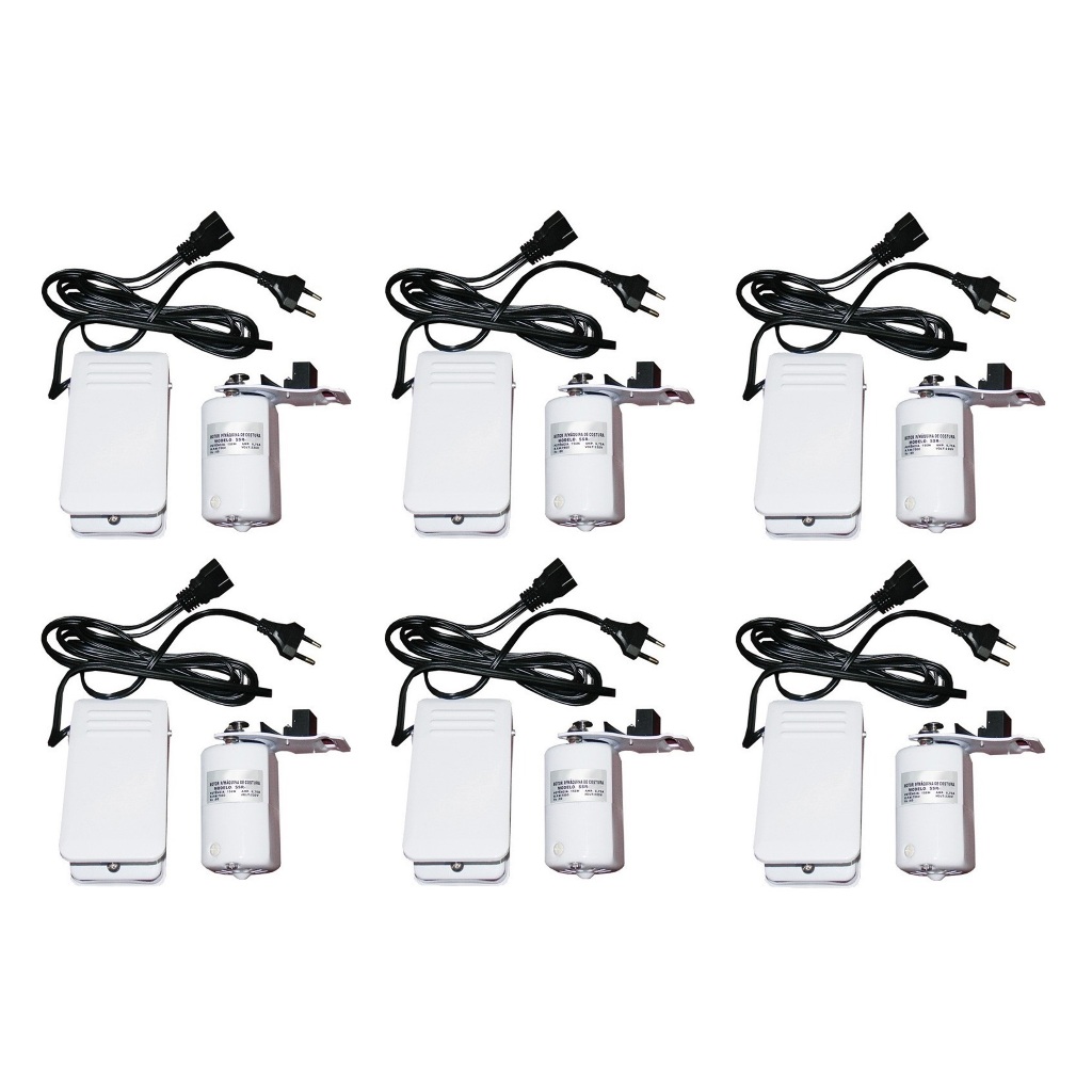 kit 6 Motor E Pedal Para Máquina Costura Doméstica Lanmax O Melhor 7000 Rpm Branco 110v Para Singer