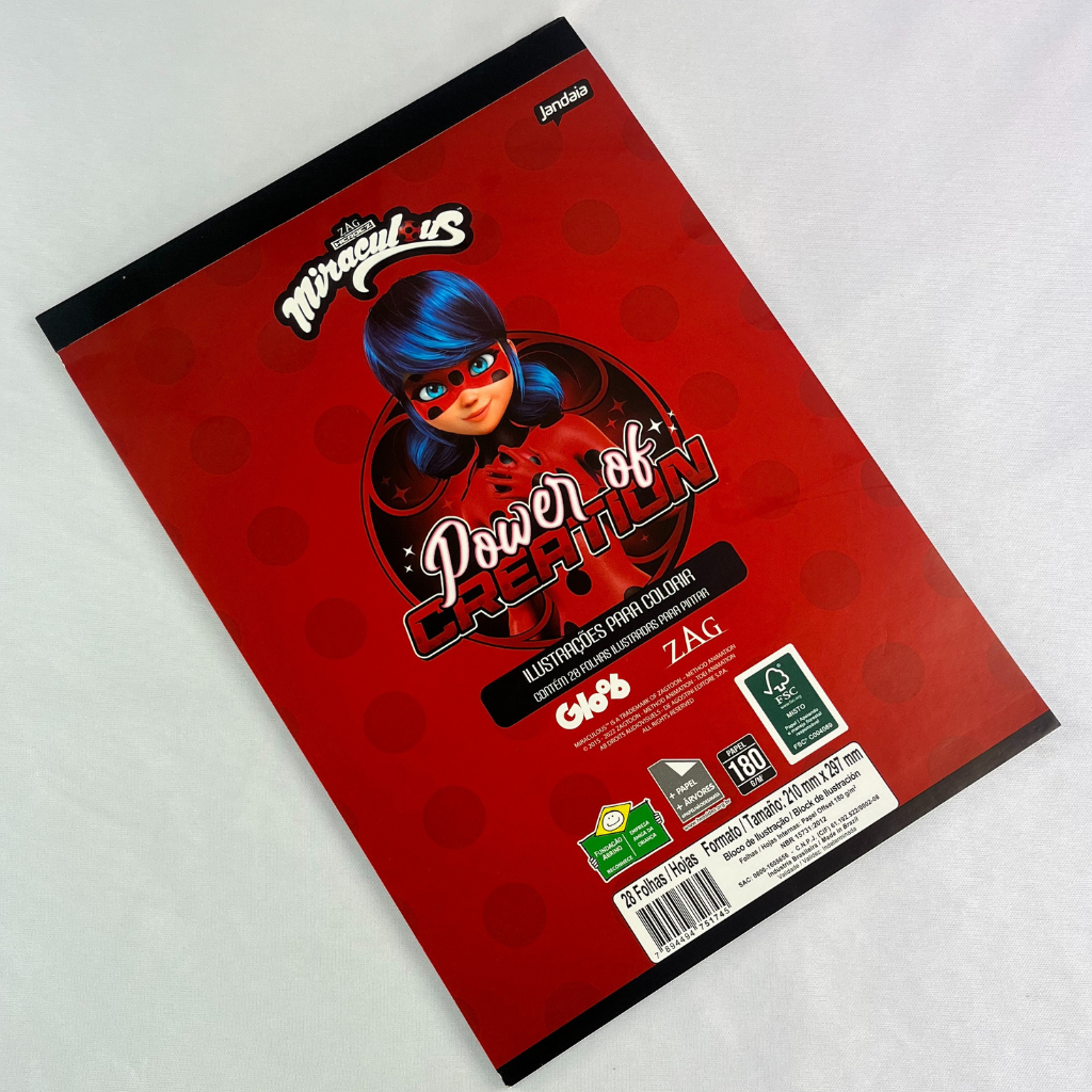 Bloco de colorir da miraculous  28 folhas 210mm X 297mm
