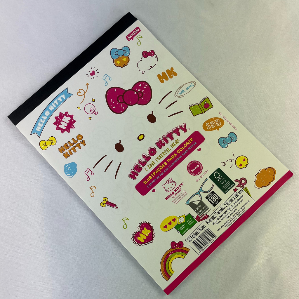 Bloco de colorir da hello kitty 28 folhas 210mm X 297mm