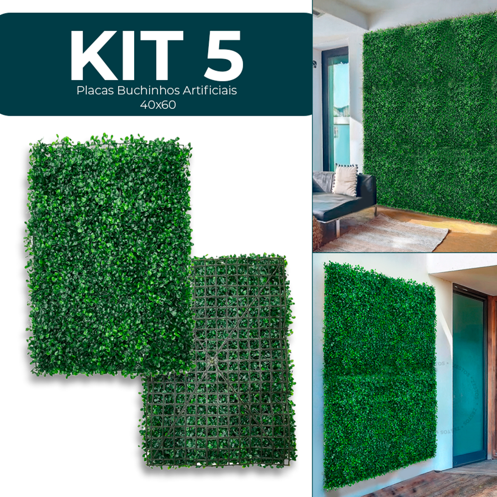 5 Placas 40x60 de Grama Artificial para Jardim Vertical - Elementos Verdes para Decorar em Oferta na Shopee