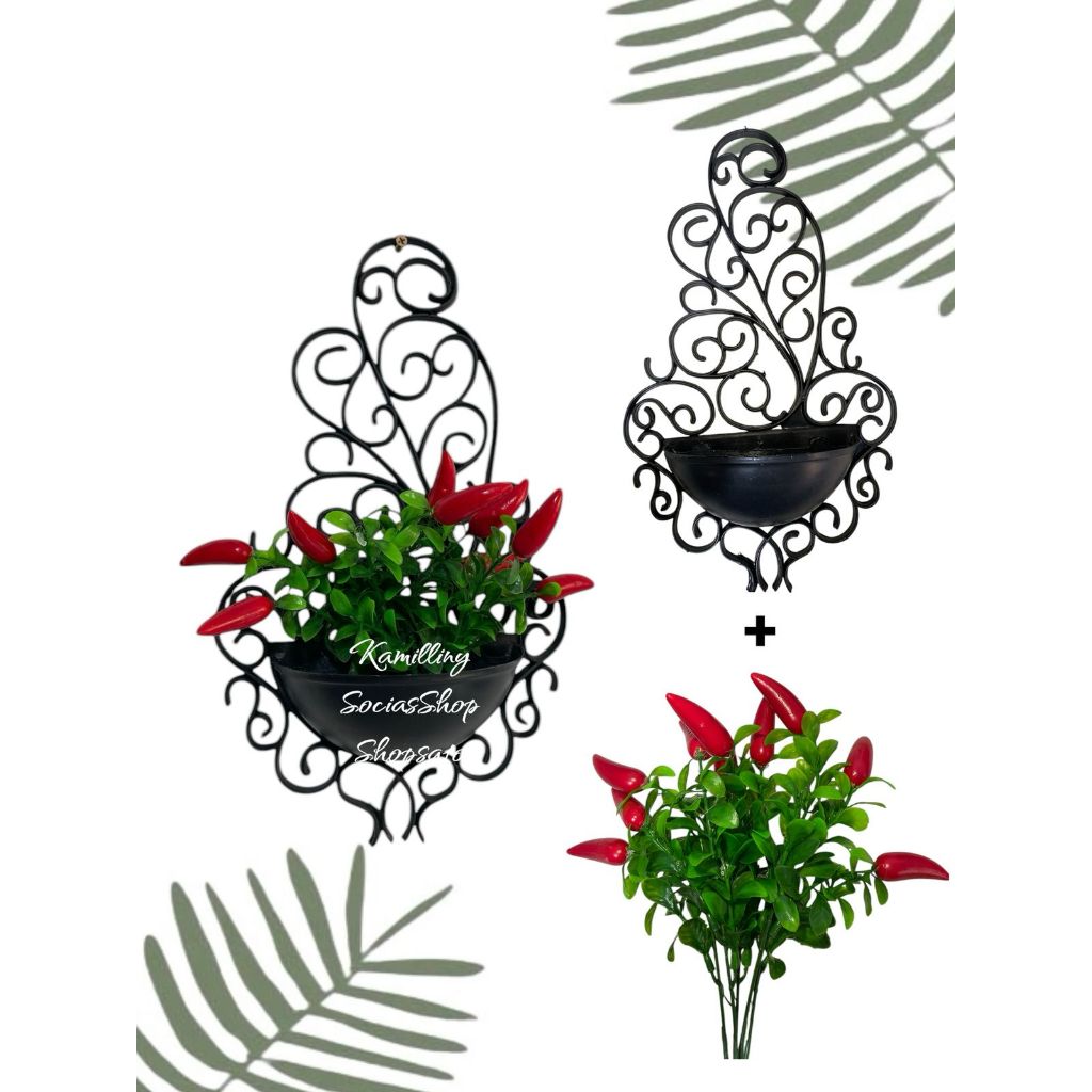 Arranjo Arandela de Parede Com Buquê Pimenta Decoração Arranjo artificial Plantas Enfeite em Oferta na Shopee