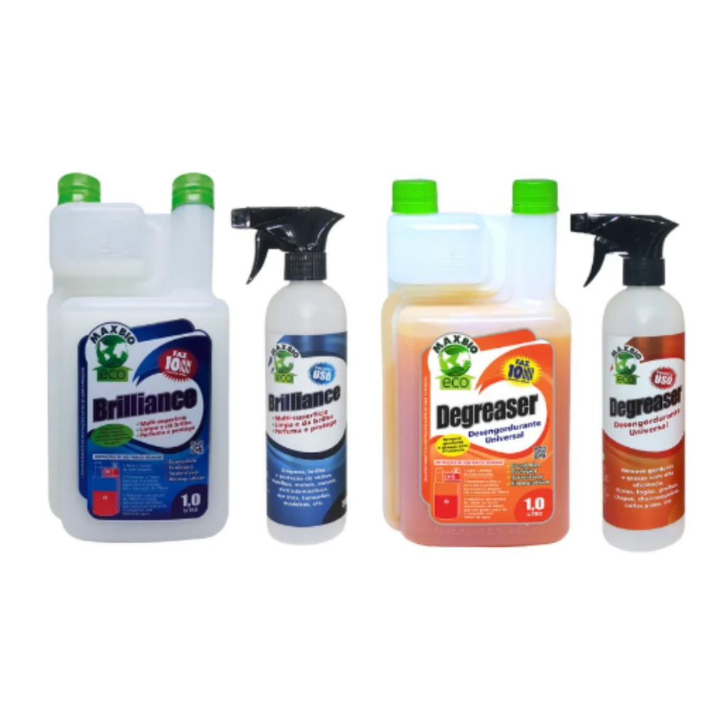 Kit 2 Limpeza Brilliance Maxbio Concentrado Limpa + Degreaser Desengordurante com Pulverizador em Oferta na Shopee