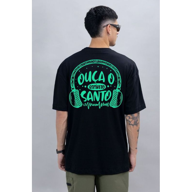 Camiseta masculina oversized, camiseta cristã, camiseta unissex 100% Algodão estampada - Lançamento