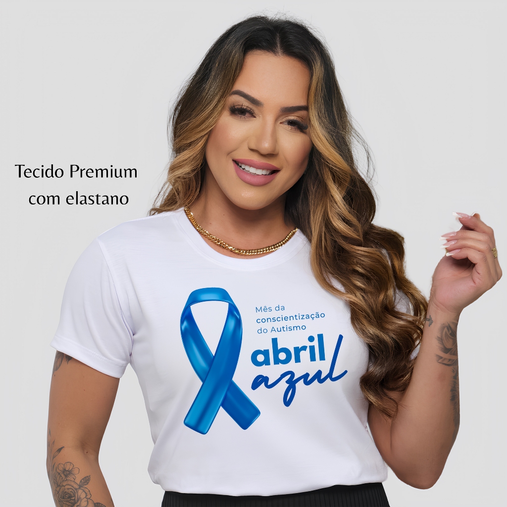 Blusa T-shirt Camiseta Básica - Abril Azul Autismo em Oferta na Shopee