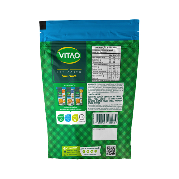 Detalhes do Cookies Laranja Integral Zero Açúcar Vitao 80 g