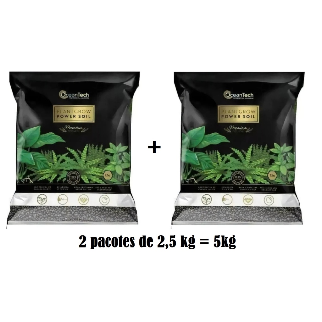 Kit 2 pacotes Substrato Fértil Plant Grow Power Soil - Total 5kg - Marca Ocean Tech
