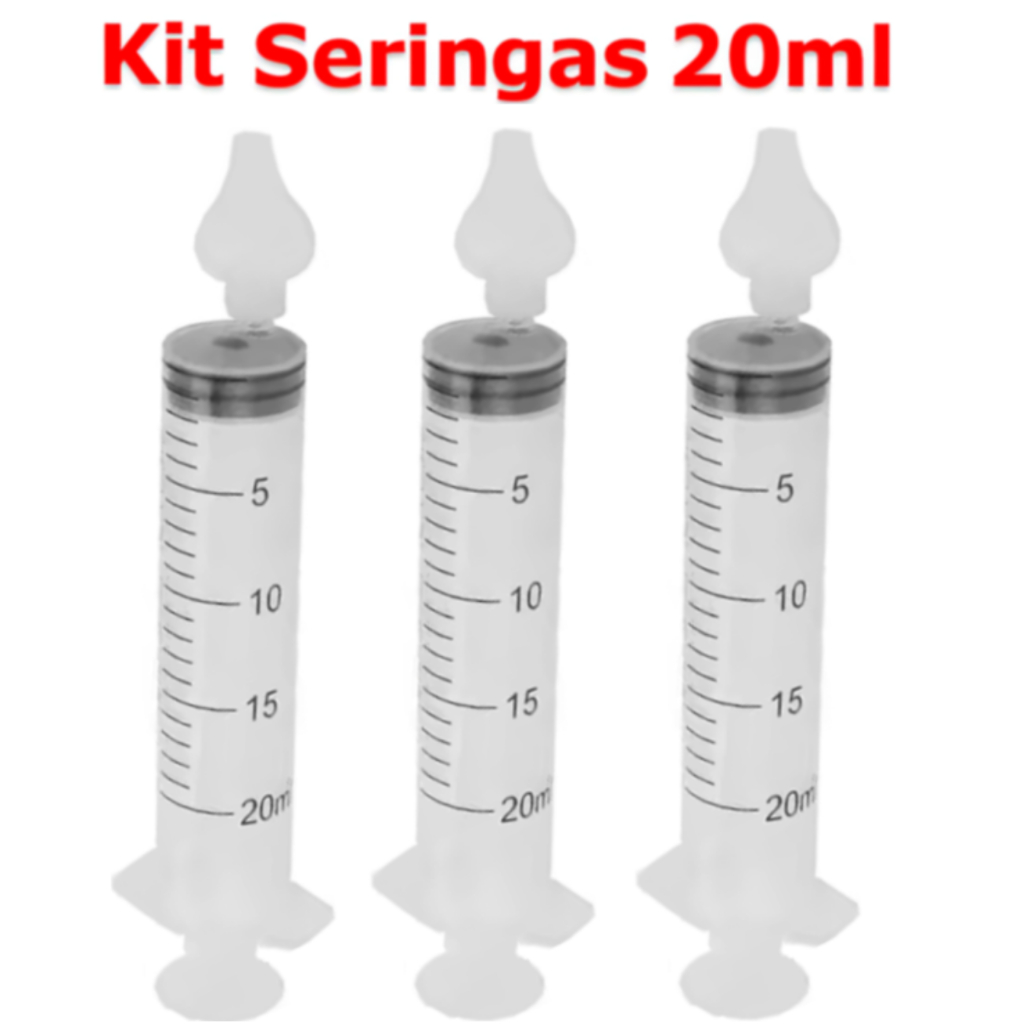 Kit 03 Seringas 20 ML com Bico de silicone  Macio  para lavagem Nasal  Adulto e Bebê