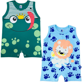 Kit De 2 Macaquinho Prático De Bebê Romper Com Botões Leve Macacão Bebê Estampa Romper Algodão Baby em Oferta na Shopee