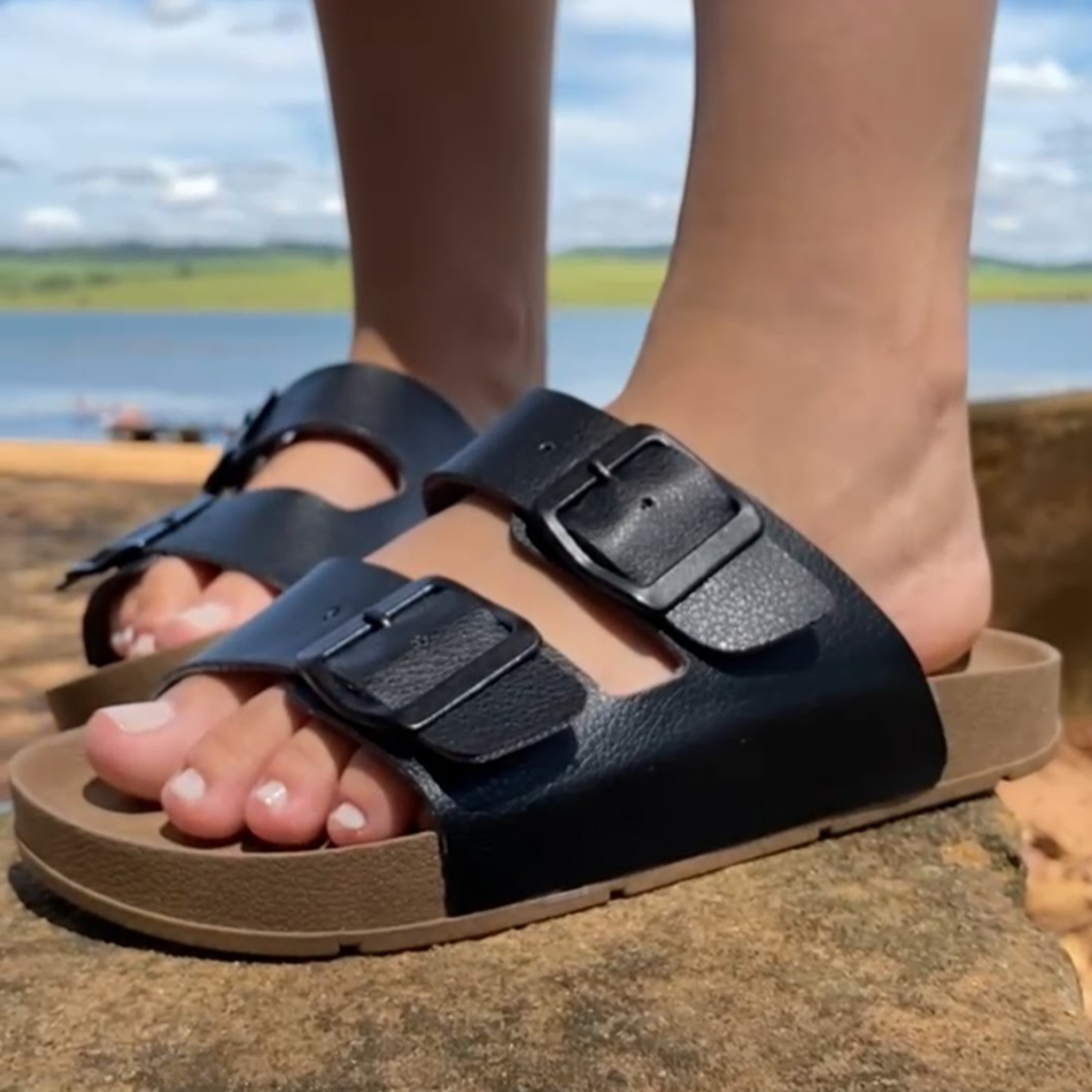 Sandália Papete Feminina e Masculina Birken Em Couro Ecológico Envio Imediato