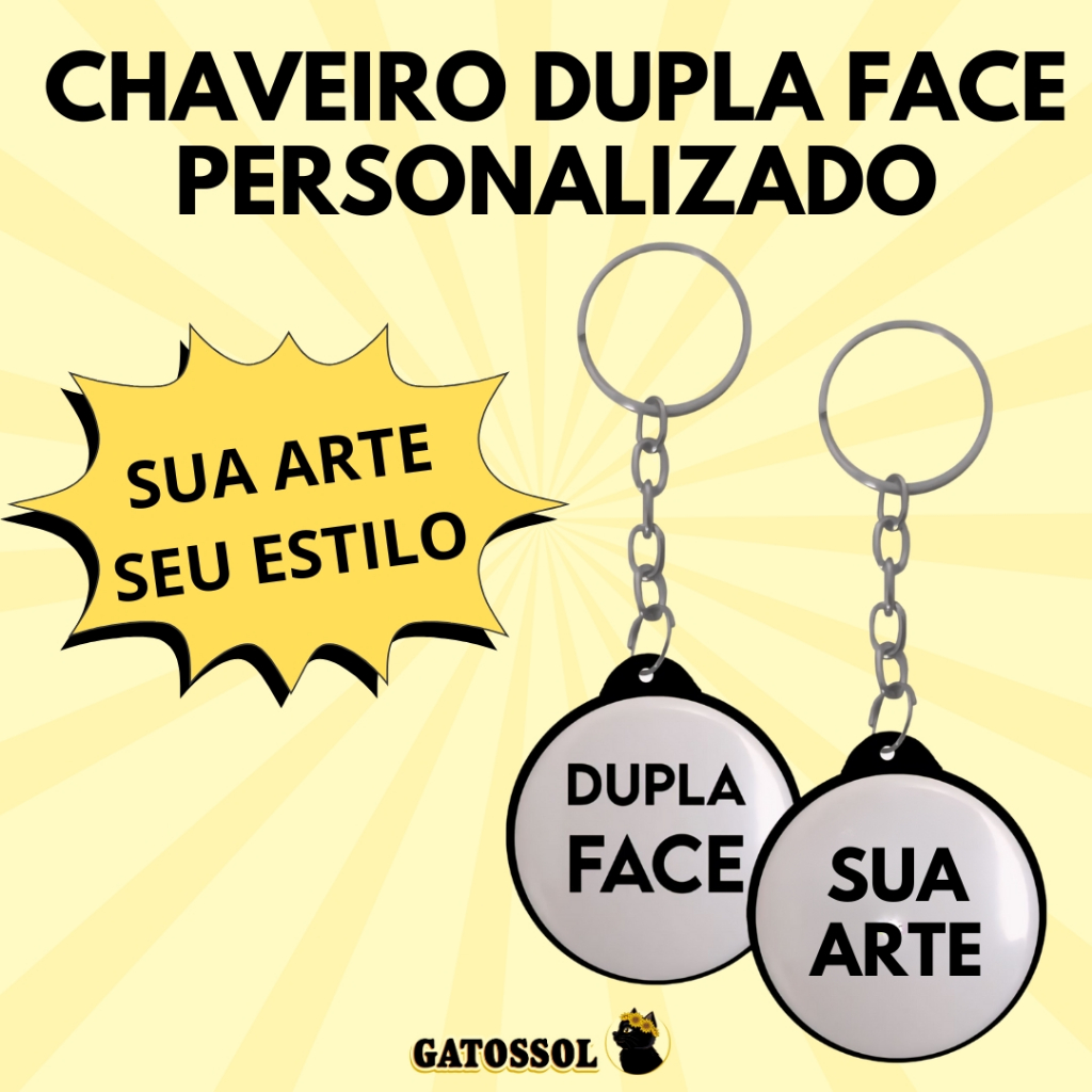 Chaveiro Dupla Face Personalizado com sua ARTE - Logo - Lembrancinha - Nome - Foto - Inicial em Oferta na Shopee