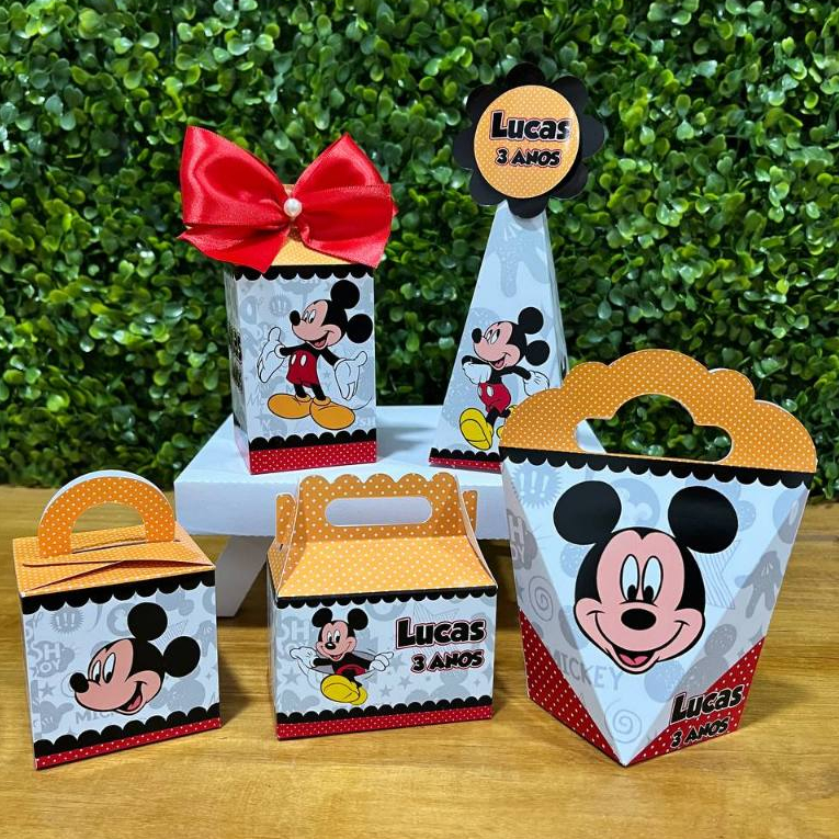 KIT FESTA PERSONALIZADA MICKEY - PEGUE E MONTE - Lembrancinha - Aniversário - Caixinha Personalizada