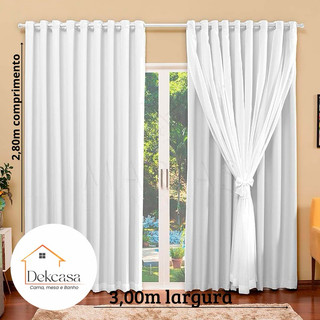 cortina Blackout PVC 3,00mx2,80m com tecido voil liso