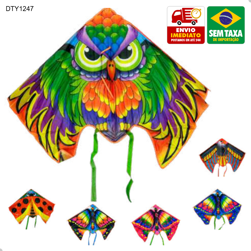 Pipa Chinesa Grande Poliéster 115cm Colorida Linha Nylon 30m DuteToys em Oferta na Shopee