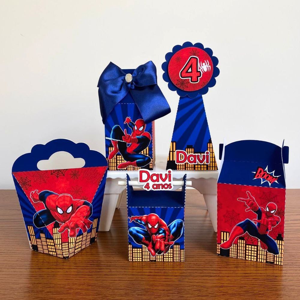 Kit Caixas Homem Aranha Personalizada/Lembrancinha de Festa /Aniversário - Pegue e Monte