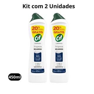 kit com 2 CIF Saponáceo Cremoso Limpeza Milagrosa Desengordurante e Multiuso Original 450ml em Oferta na Shopee