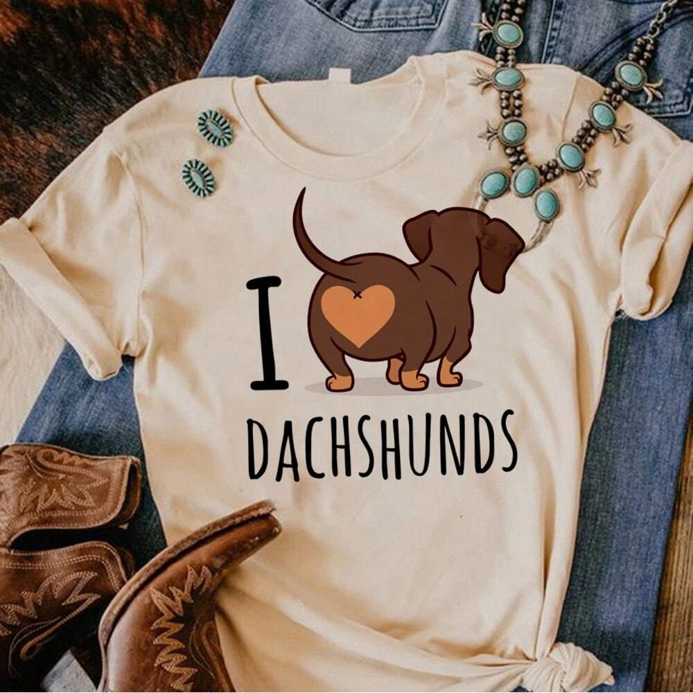 Camiseta Básica Unissex I Love Dachshunds Cute Dog Dog em Oferta na Shopee